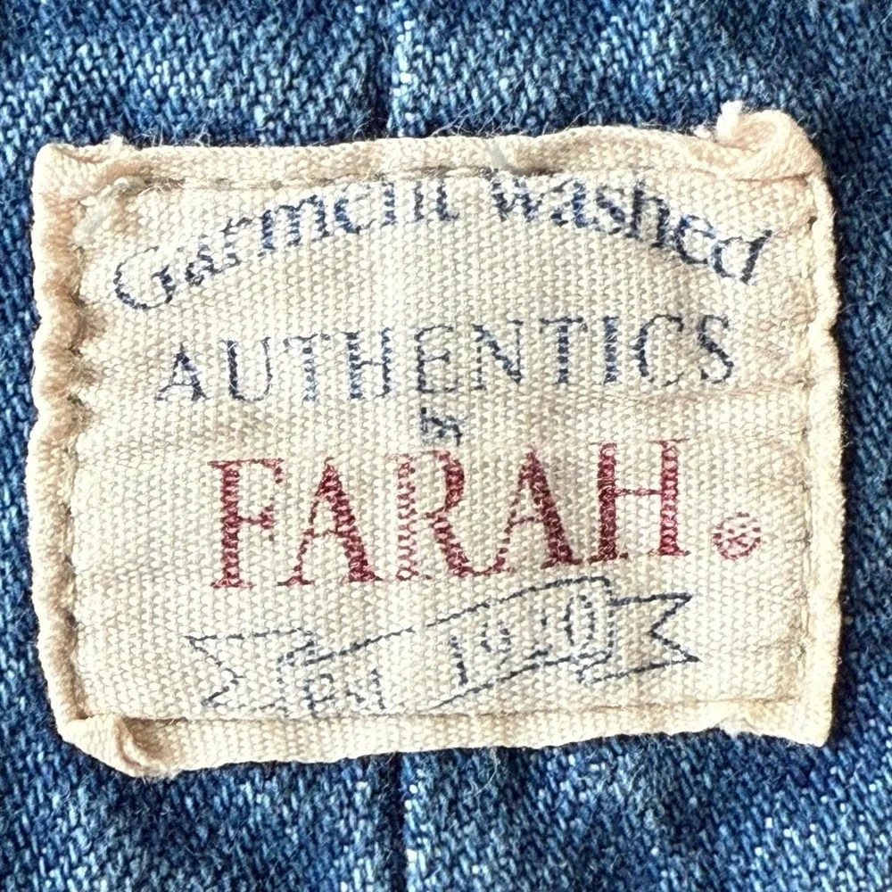 Vintage Farah Pleated Denim Trousers Mens‎ 38/29 Blue Garment Washed 90s Jeans